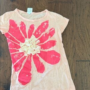 Crewcuts Pink Floral Tee with Cream Ruffle Center